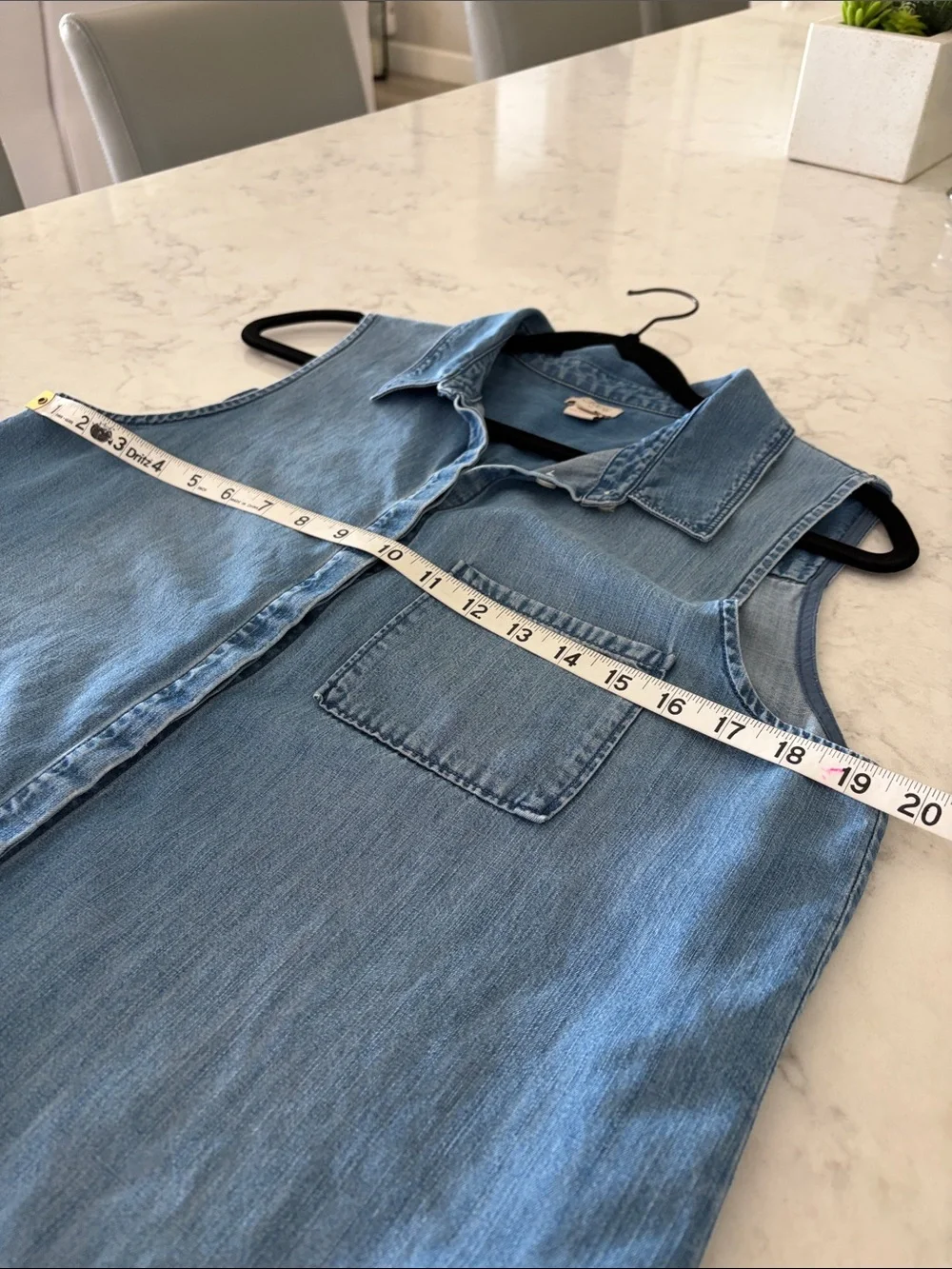 J. Crew Chambray Denim Sleeveless Button Up Shirt Dress size M